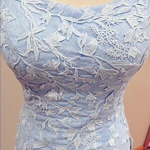 Chic Light Blue Lace Mini Dress